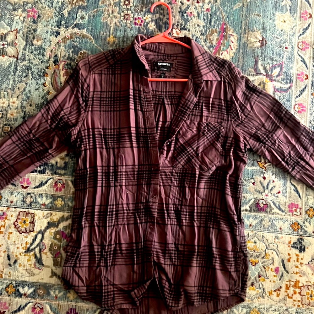 Express boyfriend fit flannel long sleeve shirt